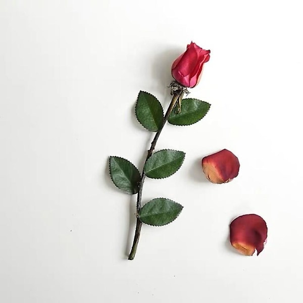 200 stk. kunstige plante simulerings enkelt silkeklud rose blomst blade hjem dekoration