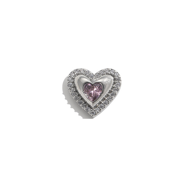 10 x klare hjertekrystaller med mini farget hjerte senter flat bak diamant strass kortfremstilling pynt til håndverk (rosa senter)