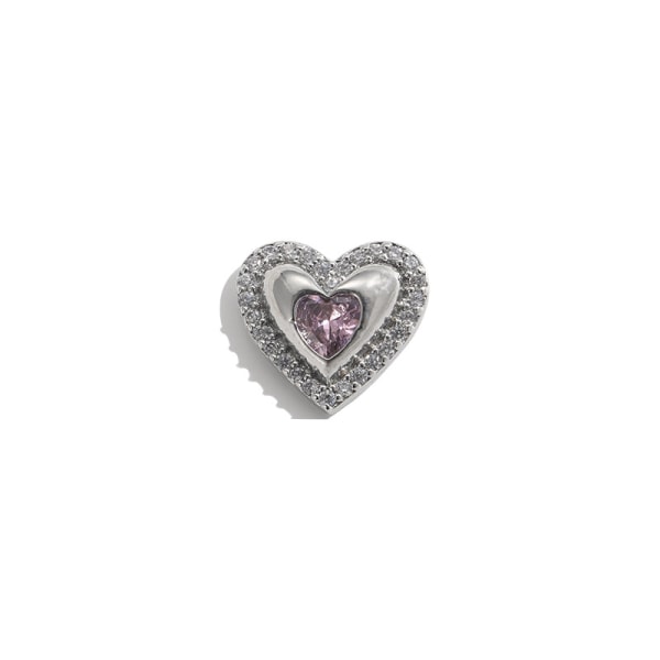 10 x klare hjertekrystaller med minifarvet hjertecenter flad bagside Diamante Rhinestones Kortfremstillingsudsmykning til håndværk (pink center)