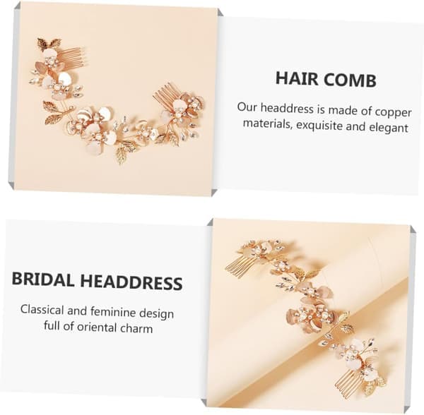 Perle- og Rhinestone-tiara Brudehårbåndskam Bryllupshårtilbehør Blomsterdesign for kvinner Brudehodeplagg