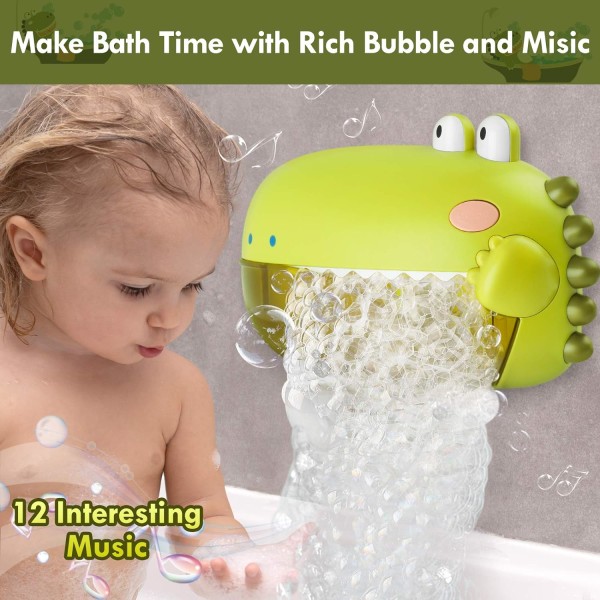 Badleksaker, Automatisk Bubble Machine, Dinosaur Bubble Maker med 12 låtar, present till pojkar, flickor