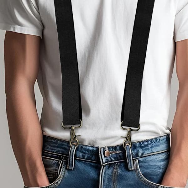INF Elastiske bukseseler med kryssrygg Svart