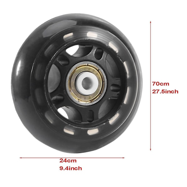 4 Pak Inline Skate Hjul Indendørs/Udendørs Udskiftningshjul Med Lejer 70mm, Sort