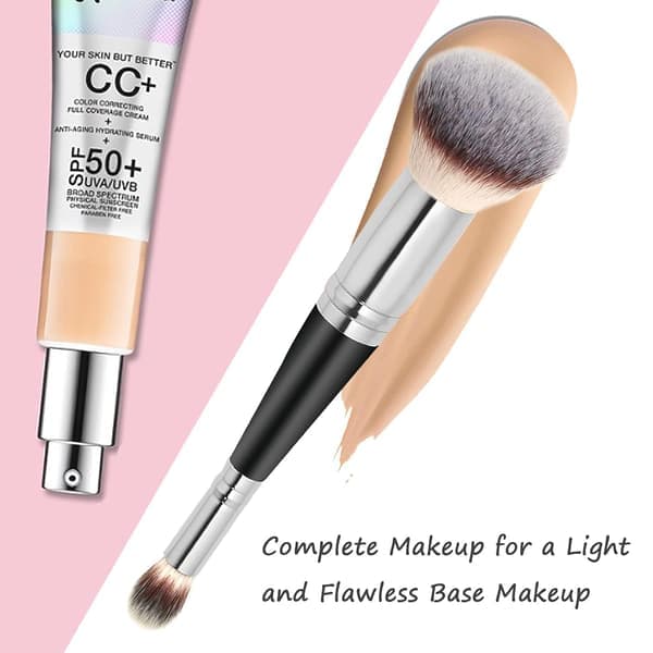 Foundationbørste Dobbeltsidet Concealer, Hurtig og Nem Påføring til Flydende, Præcisionsvinklet & Himmelsk Luksus Grusomhedsfri Hår