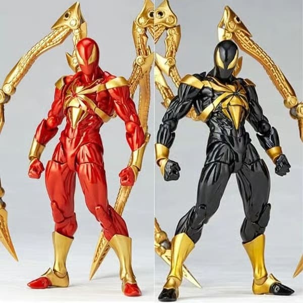 Yamaguchi-stil Iron Spider-Man figur, begränsad upplaga, röd och svart rörlig figur