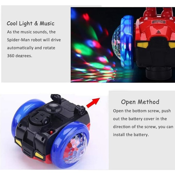 Dansende Spider-man Robot Legetøj, Spin Robot Interaktivt Legetøjsbil Med Farverige Blinkende Lys & Musik, Interaktivt Lærende Gavelegetøj Til 3 4 5 6 7 Y