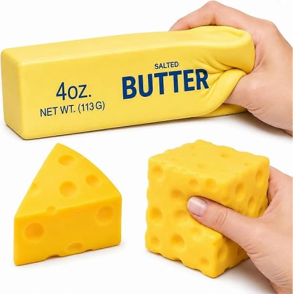 Smør Squishy 3-pak Smør Squishy Ost Squishy Til Angst & Stresslindring Legetøj Til Børn Mænd Kvinder Blødt Legetøj Hånd Squishy Beroligende Legetøj