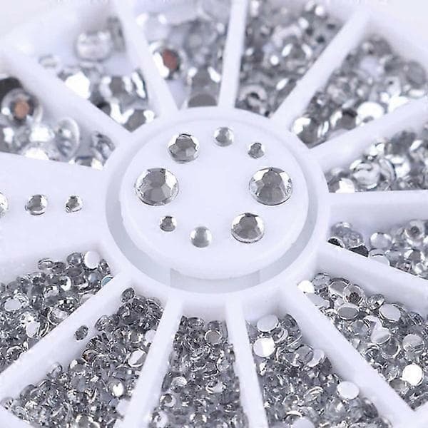 Nagelkonst Strass 4 storlekar Kristaller - Silver Klar silver