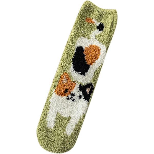 2 par vintertøj kvinder termiske sokker til kvinder koral fleece sokker stribede sokker farverige letvægts atletiske sokker casual sokker vinter sokker, kat
