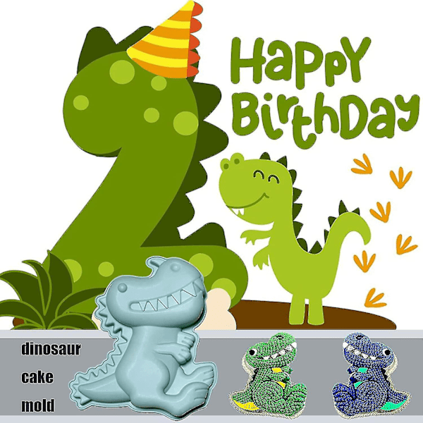 Silikone kageforme med dinosaurer, sød 3D dinosaur kageform til børnefødselsdag, babyshower festartikler