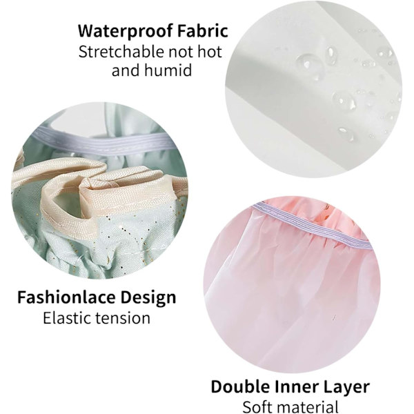 3 stk Dusjhette, Gjenbrukbar Dobbellags Badehette, med Elastisk Bånd Dusjhette for Kvinner Langt Krøllete Hår, for Kvinner Jenter Damer Spa Salong (Polka Dot)