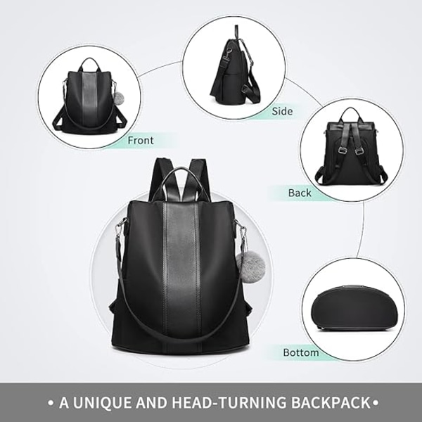 Ryggsäckar för kvinnor Mode ryggsäck Axelväskor med Casual Anti-Theft (svart)