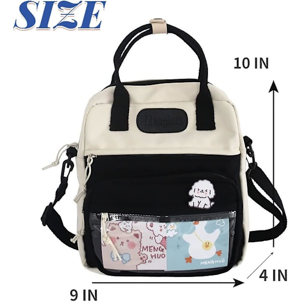 Kawaii Crossbody Taske til Piger Tote Indie Rygsæk Skole Japansk Asthetisk Rygsæk Er Messenger Taske Kawaii Rygsæk Prime (blå)