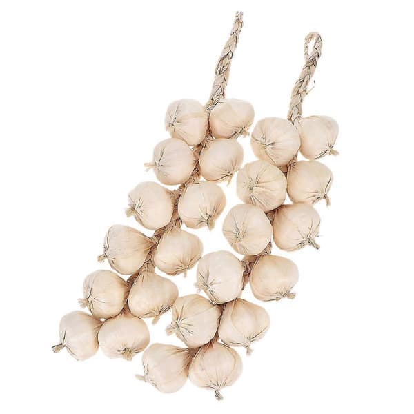 2 stk. 20 tommer hvidløgsranker / Kunstige grøntsager / Kunstig hvidløg (beige)