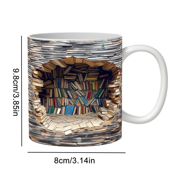 3D Bokhylle Krus, En Bibliotekshyllekopp, Kreativ Romdesign Flerbrukskopper For Lesere Grey