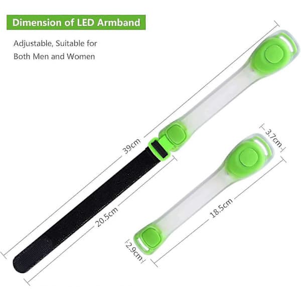4-pakning LED-armbånd med reflektor - for løping og jogging Green
