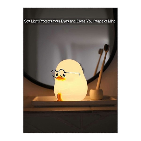 Happy Duck Natlampe til Børn, Silikone Natlampe til Børn, Sød og Dæmpbar Silikone Lampe til Ro