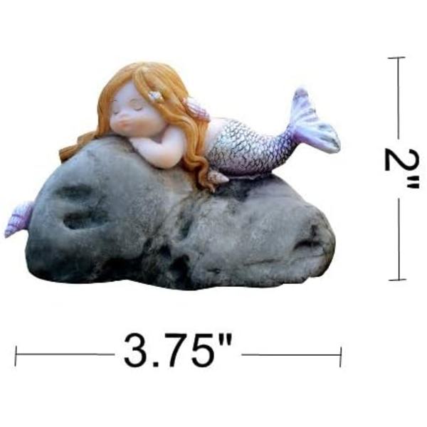 Miniatyrträdgårds sjöjungfrufe statyer - Dröm sjöjungfru Dreaming Mermaid on Rock
