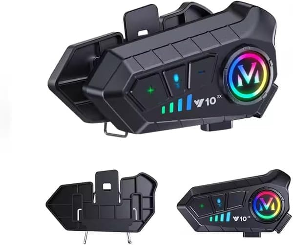 2st Universal Motorcykelheadset för 2 förare med Bluetooth 5.3-hörlurar och 2-i-1-mikrofon för alla hjälmar