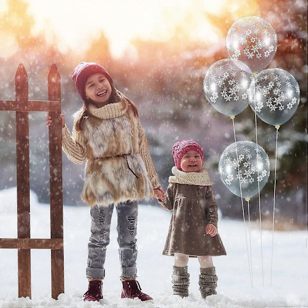 100 Stykker Klare Snefnug Balloner Vinter Gennemsigtige Latex Balloner til Jul Fødselsdag Bryllup Fest Dekorationer