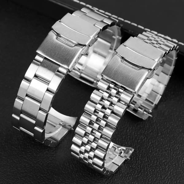 22mm Tre Perler Massivt Rustfrit Stål Armbånd Herrearmbånd Til Seiko SKX007/009 SKX173/175/A35 C