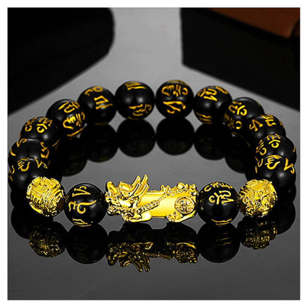 Feng Shui sort obsidian jade perler armbånd tiltrækker rigdom og held og lykke bangle F