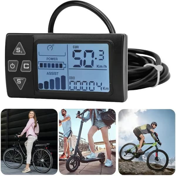 LCD-display til elcykel, S861 el-løbehjul speedometer LCD-skærmudskiftning med SM-stik til cykelmodificering
