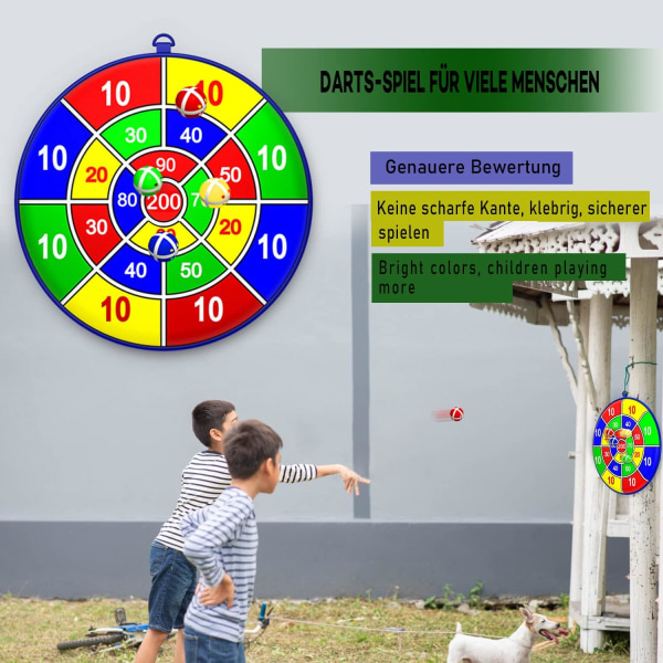 25,5" stort dartbrett for barn med 12 klebrige baller, ballspill for barn, innendørsspill/utendørsspill/hagespill/brettspill (65 cm)
