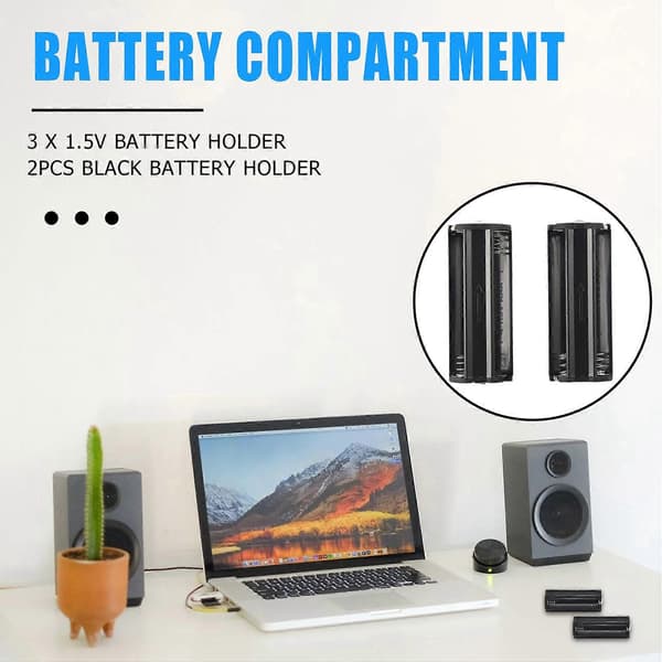 2 kpl Mustaa Paristotelinettä 3 x 1,5V AAA Paristoille Taskulampulle