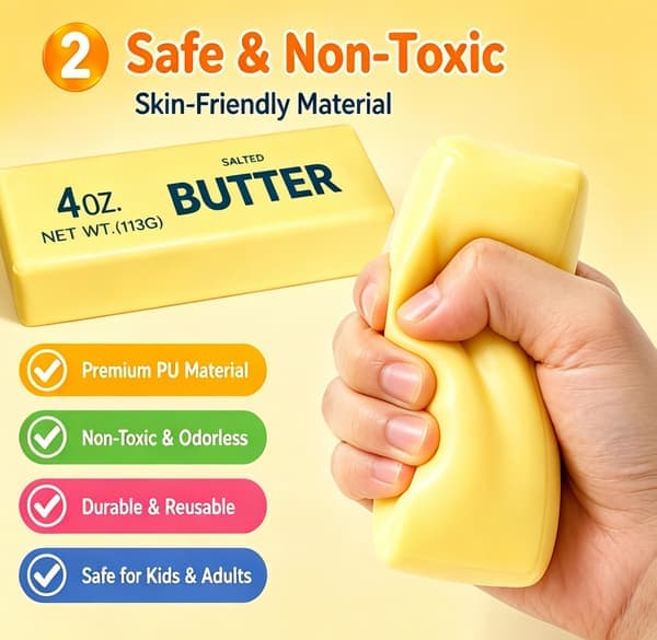 2-pack smörsticka squishy leksaker mjuka långsamt stigande klämleksaker anti-stress fidget leksaker för barn och vuxna sensorisk present Yellow + Pink