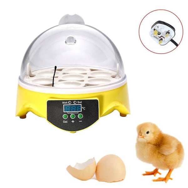 Automatisk fjäderfä 7 st Ägg Inkubator Temperaturkontroll Fjäderfä Fågel Kycklingkläckare - Europeisk kontakt