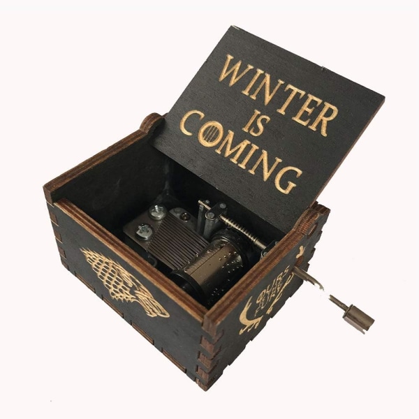 Wooden Music Box - Handvev Musical Box, en mängd olika stilar Handgraverad trämusikdosa (game of Thrones（träfärg)