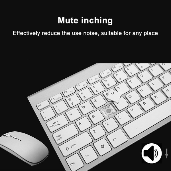 Tastatur og musesæt, 2.4g trådløst tyndt tastatur