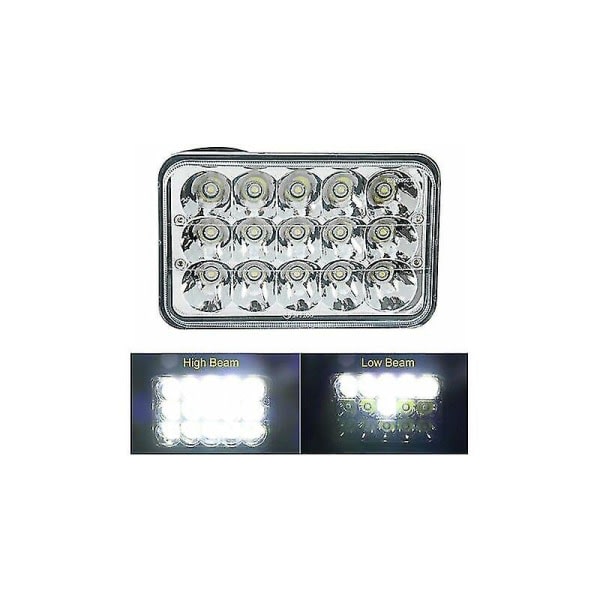 2 stk 4x6 tommers 90w LED-pærer krystallklare frontlykter rektangulære erstatnings forseglede frontlykter