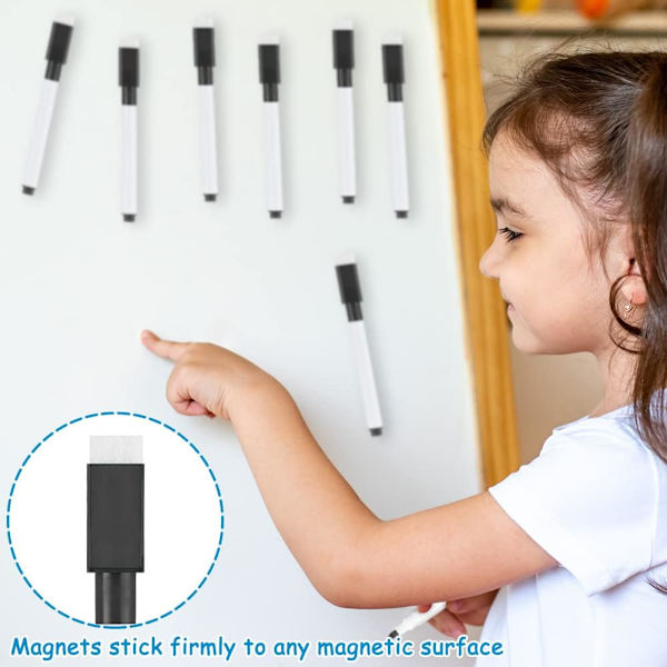 Valkotaulun merkit, magneettiset kuivapyyhemerkit, valkotaulun kynät magneettinen pyyhekorkki Merkkikynät Pyyhi pyyhekumilla Hienokärkinen valkotaulukynä lapsille Black 20 Pcs
