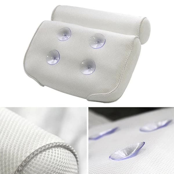 Nakkestøtte - 3D SPA Pute Antibakteriell - Mesh Badekarpute - Hvit