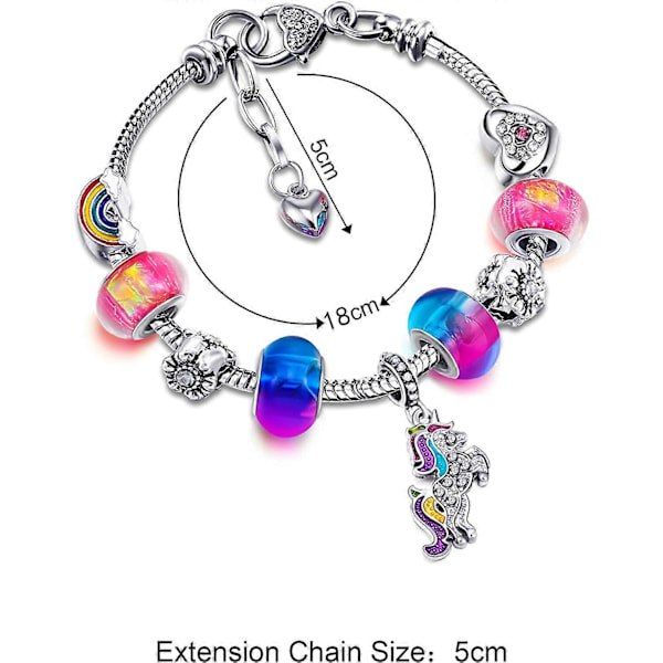 Unicorn Funklende Krystal Charm Armbånd Bangle til Pige Dame