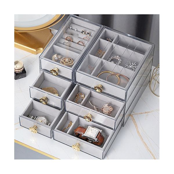 Europeisk stil Multi-nät smyckeskrin Transparent Halsband Örhängen Förvaringslåda Ögonvisning 19.5 X
