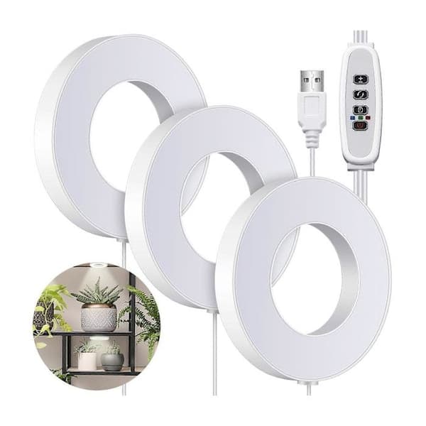 Innendørs plantelys, taklampe, 48 LED, rød/blå lys, 3 frontlykter