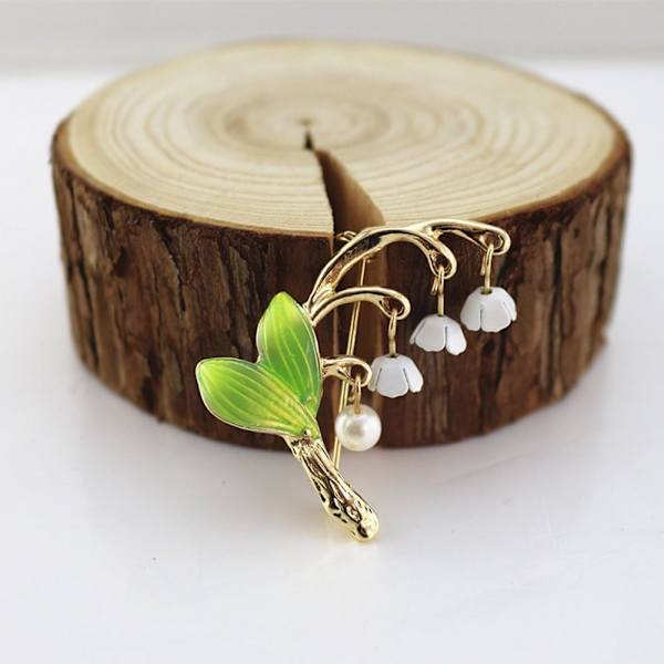Brosch Pin, Elegant Liljekonvalj Blomster Emalj Kvinnors Klänning Halsduk Brosch Pin