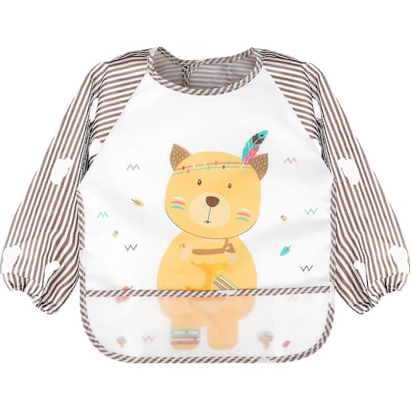 5-pakks Lange Erme Baby Smekker, Vanntette Erme Smekker, Småbarn Baby Smekker For 6-36 Måneder 5pcs-Bear-Di-Wh-Lion-F Tie Closure-6-36 months