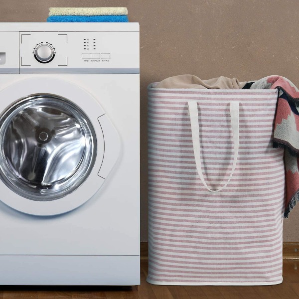 Frittstående vaskekurv Sammenleggbar stor kleskurv med forlengede håndtak som er lett å bære for klesleker