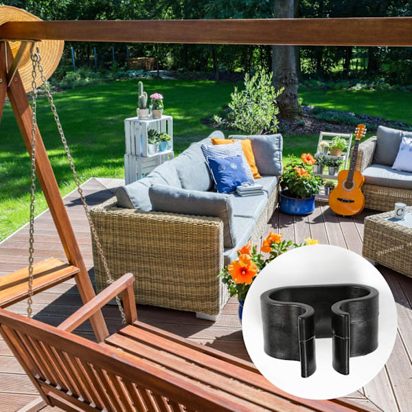 12 stk. Havemøbelklips, Anti-Slip Terrasse Møbelklips Sorte Justeringsklips Udendørs Terrassebeslag Segmenterede Forbindere (4cm, 5.7cm)
