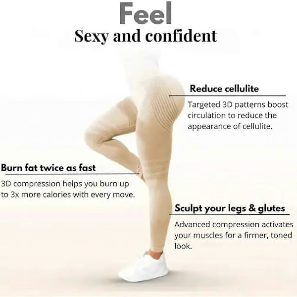 3D Cellulite Leggings Hög Midja Butt Lifting Tummy Control S Light Purple
