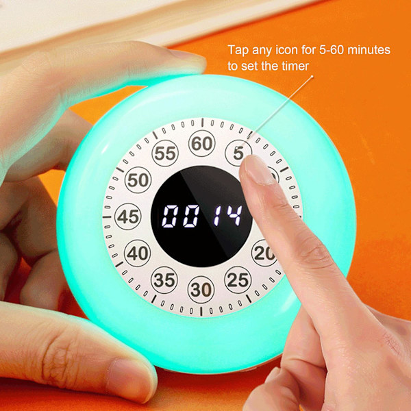 Uppladdningsbar visuell timer med RGB-ljus 60 minuters nedräkningsklocka Barn Vuxna Tidsstyrningsverktyg Klocktimer för hem Klassrum Kontor Kök