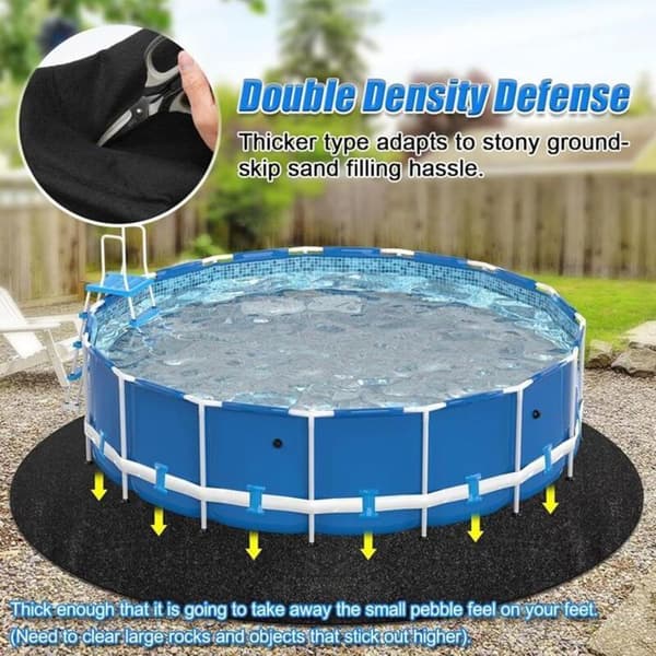 Poolunderlag – Overjordisk poolmåtte – Rund poolmåtte (punkterings-/ridsebeskyttelse) – Diameter 3,7 m