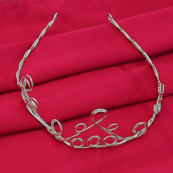 Enkel krona diadem stil bröllop tiara bröllopshår accessoarer för flickor kvinnor (gyllene)