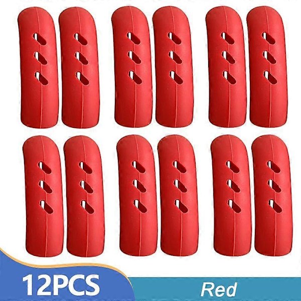 4/8/12 stk. Silikon Pannehåndtak Beskyttelse Varmeisolasjon Deksel Gryte Øreklips Sklisikker Steamer Kasserolle Pannehåndtak Holder Kjøkkenverktøy red 12Pcs