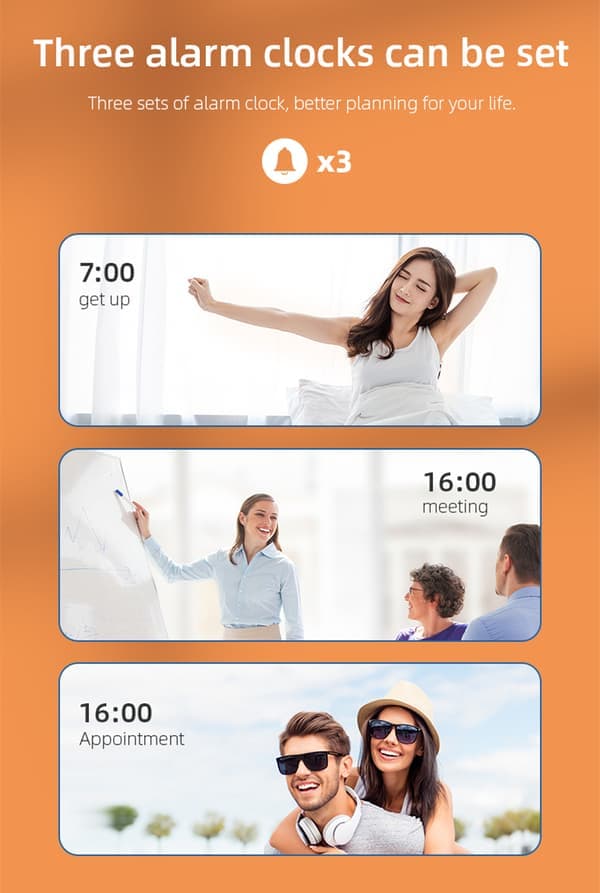 Digital LED vækkeur med trådløs oplader/termometer Sølv
