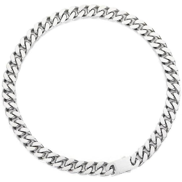 12mm Miami Cuban Link-kjede for menn og kvinner 316l rustfritt stål Boys Hiphop sølvfarget kjede 16/18/20/22/24/26 tommer